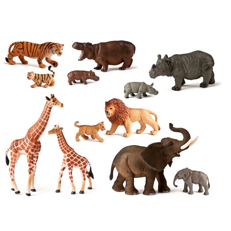 ANIMALES SALVAJES + BEBES 12 PIEZAS