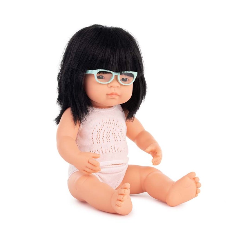 MUÑECA ASIÁTICA CON GAFAS 38cm