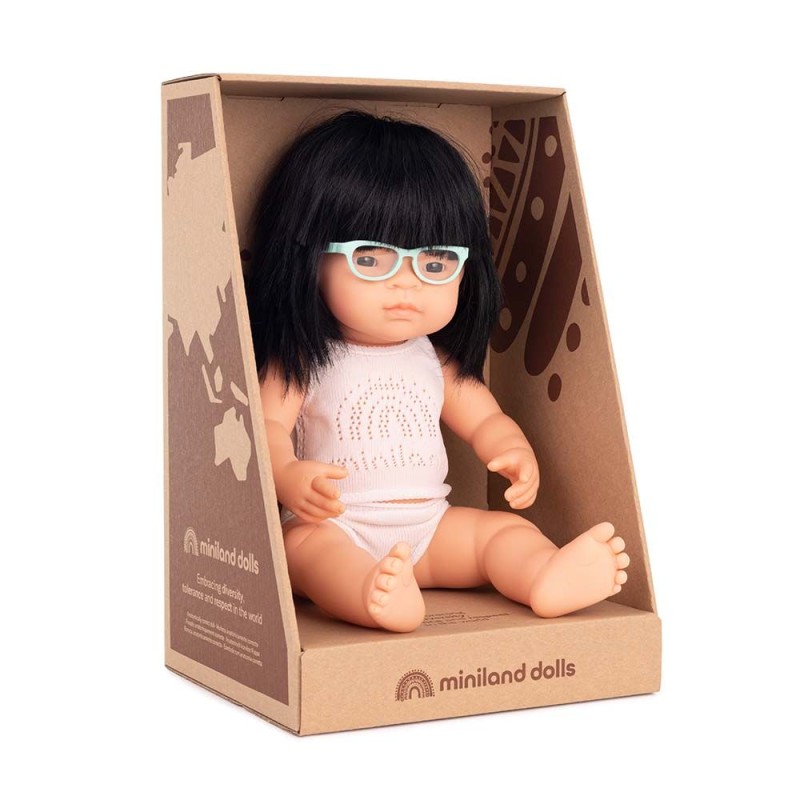 MUÑECA ASIÁTICA CON GAFAS 38cm