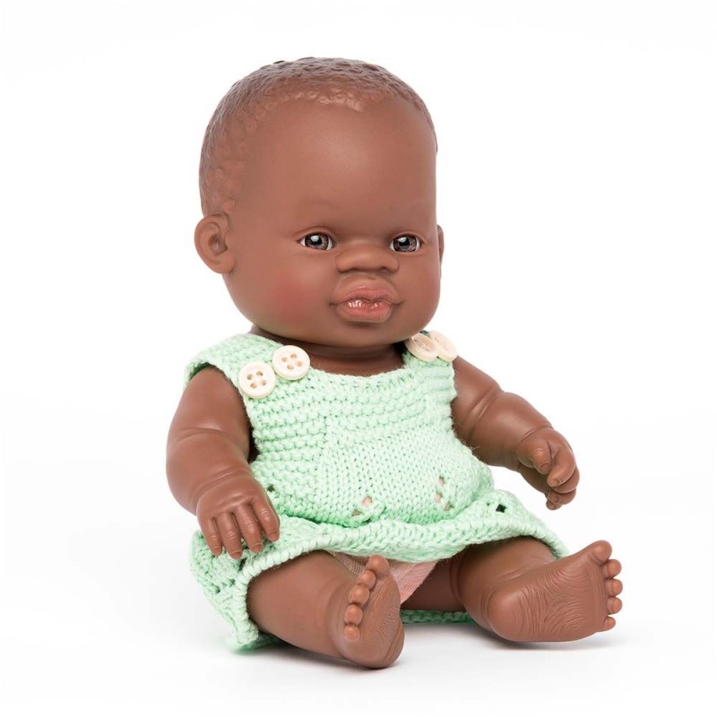 MUÑECA BEBÉ AFRICANA VESTIDA 21cm