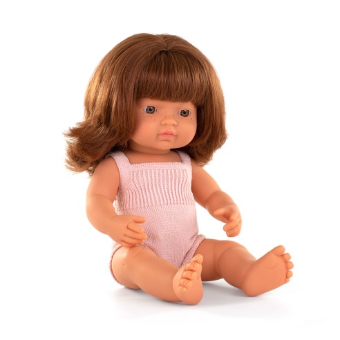 MUÑECA CAUCÁSICA PELIRROJA 38cm (pelele rosa)