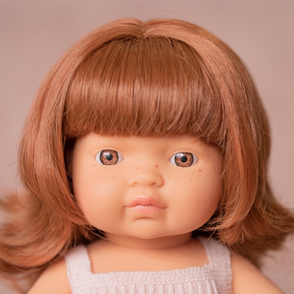 MUÑECA CAUCÁSICA PELIRROJA 38cm (pelele rosa)