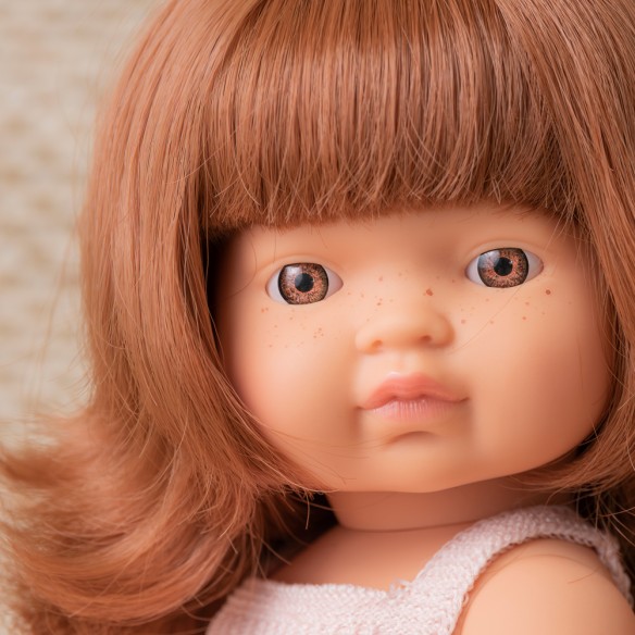 MUÑECA CAUCÁSICA PELIRROJA 38cm (pelele rosa)