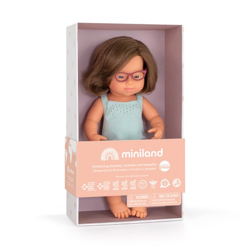 MUÑECA CAUCÁSICA SINDROME DE DOWN CON GAFAS...