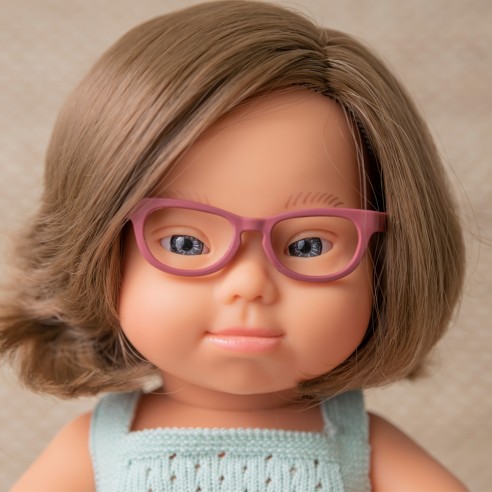 MUÑECA CAUCÁSICA SINDROME DE DOWN CON GAFAS...