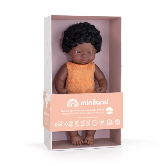 MUÑECA AFRICANA 38cm (pelele melón)