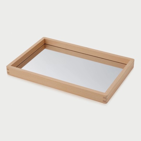 TICKIT BANDEJA PEQUEÑA DE MADERA CON ESPEJO 36x24x3 cm.