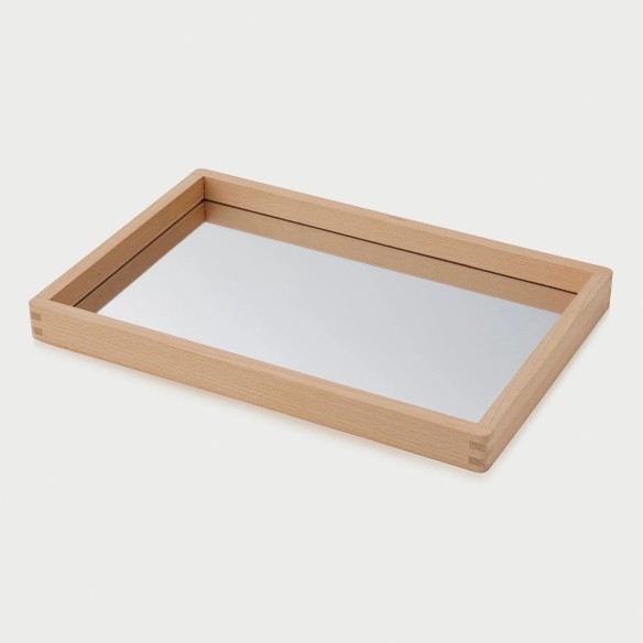 TICKIT BANDEJA PEQUEÑA DE MADERA CON ESPEJO 36x24x3 cm.